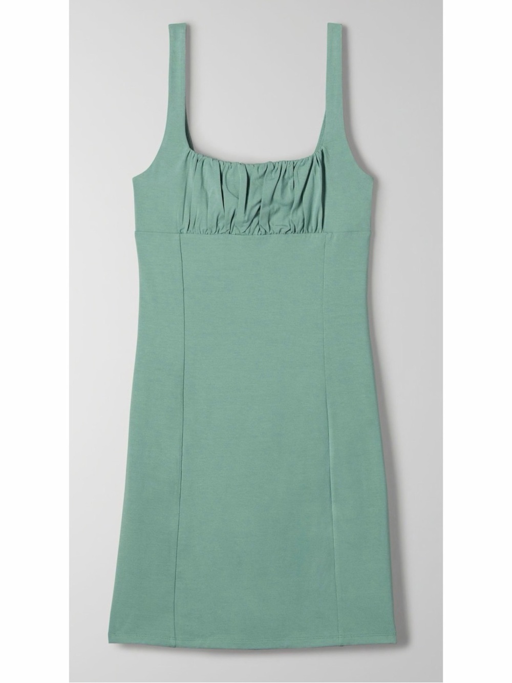 Aritzia Wilfred Free Orbit Ruched Bust Mini Dress Green
